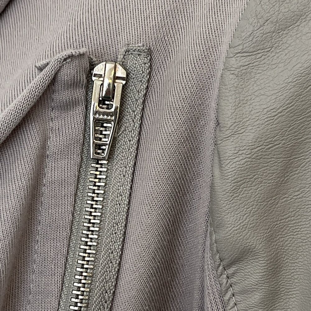 Blank NYC Womens Gray Asymmetrical Full Zip Drape Moto Jacket Faux Leather Small - Picture 10 of 16